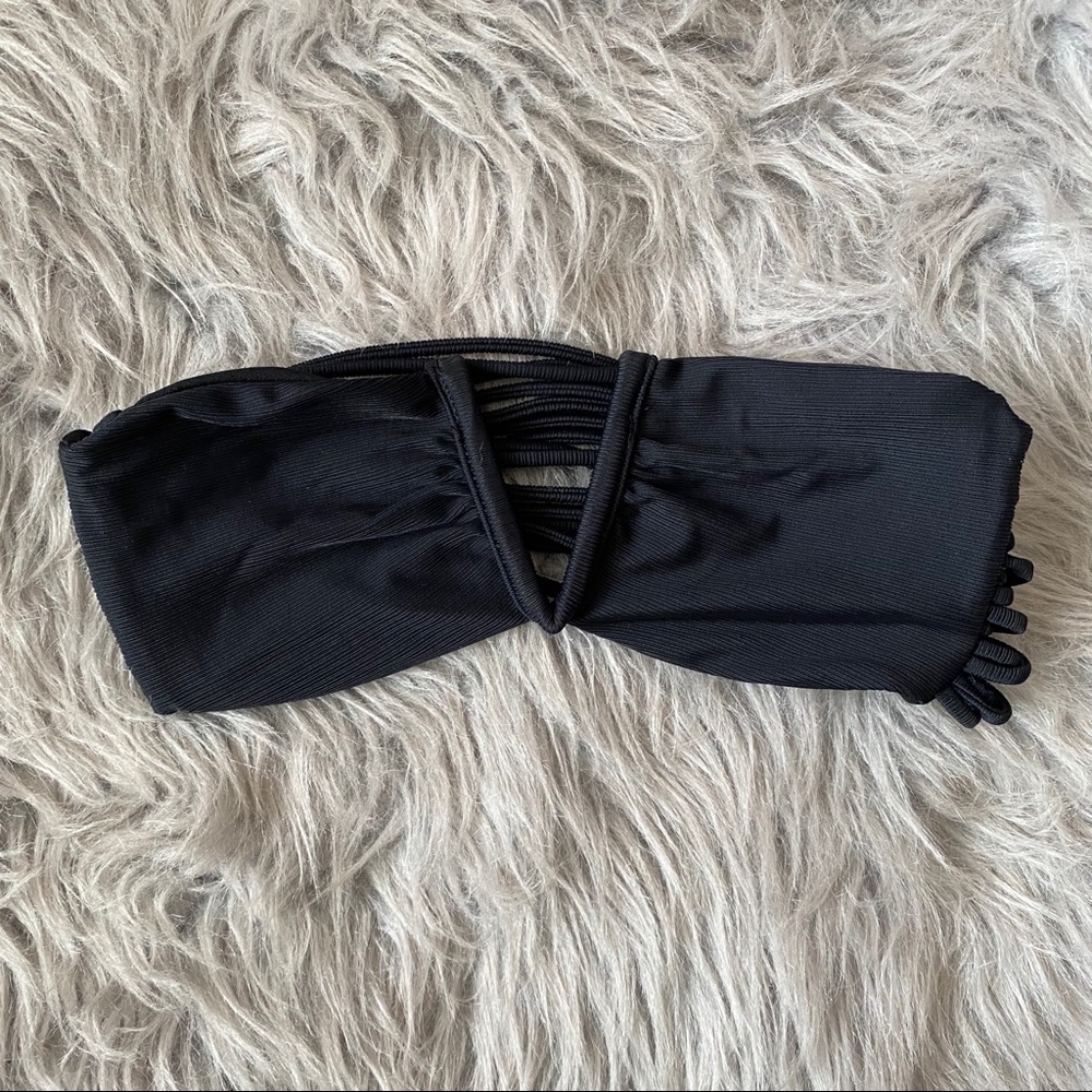 Cape Juby Black Ribbed Strapless Swimsuit Top XS